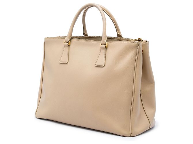 Prada Bolso Tote Galleria Double Zip Large en Saffiano Beige - vista 2