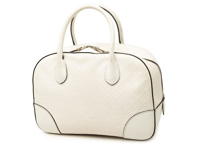 Borsa Satchel Gucci in vitello lucido bianco con diamanti - vista 2