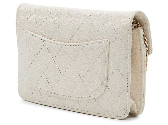 Chanel White Paris Cuba Quilted Caviar Thread Around Wallet On Chain - Ansicht 2