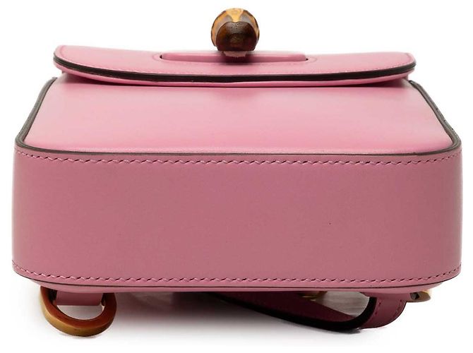 Bamboo Gucci Mini Bolsa de Couro de Bezerro Rosa com Alça de Bambu - vista 5