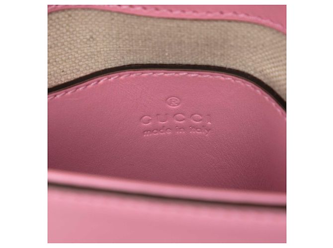 Bamboo Gucci Mini Bolsa de Couro de Bezerro Rosa com Alça de Bambu - vista 7