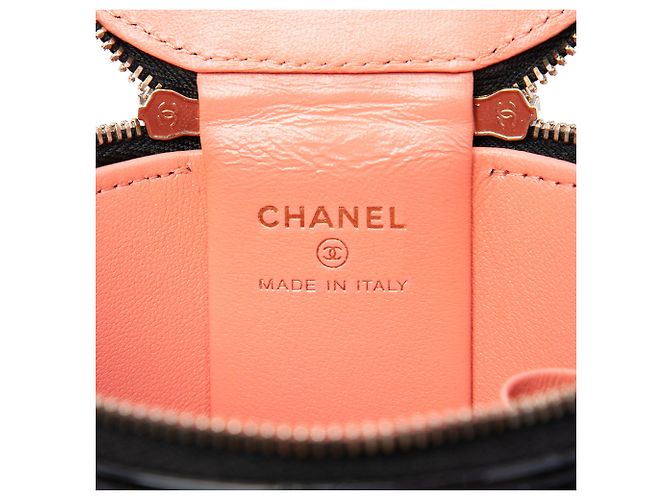 Borsa Vanity Chanel Afternoon Tea in vernice matelassé nera con manico e catena - vista 5