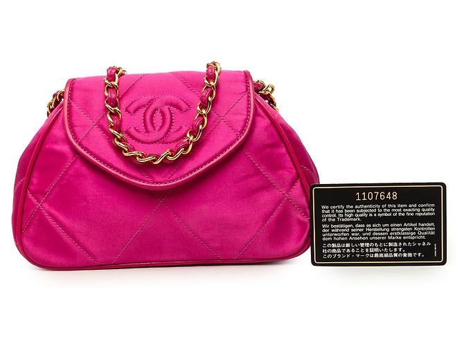 Chanel Pink CC Quilted Satin Flap Crossbody - vista 8