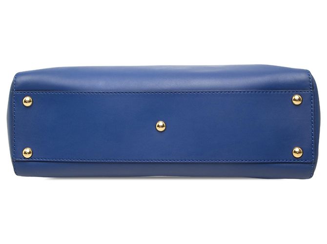 Borsa Satchel Peekaboo Iconic Fendi in pelle di vitello blu Medium - vista 3