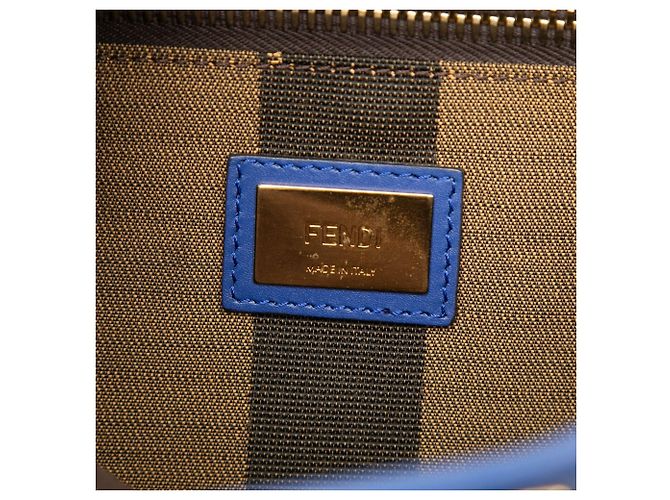 Borsa Satchel Peekaboo Iconic Fendi in pelle di vitello blu Medium - vista 5