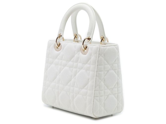 Dior White Medium Mesh Cannage Lady Dior - vista 2