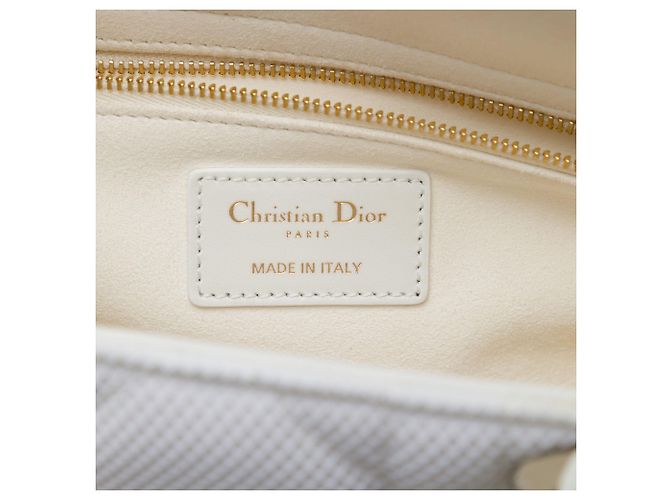 Dior White Medium Mesh Cannage Lady Dior - vista 5