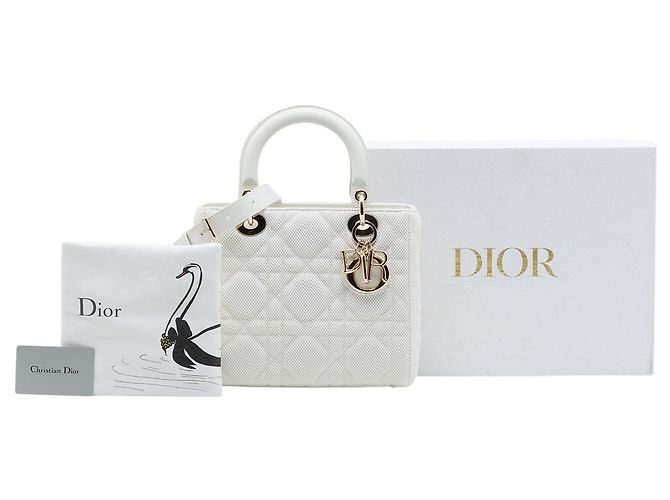 Dior White Medium Mesh Cannage Lady Dior - vista 7