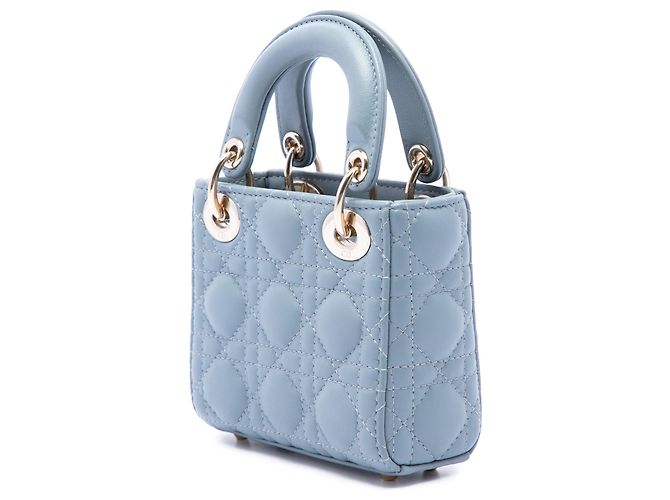Dior Blue Micro Lambskin Cannage Lady Dior - vista 2