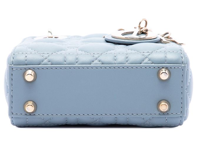 Dior Blue Micro Lambskin Cannage Lady Dior - vista 3