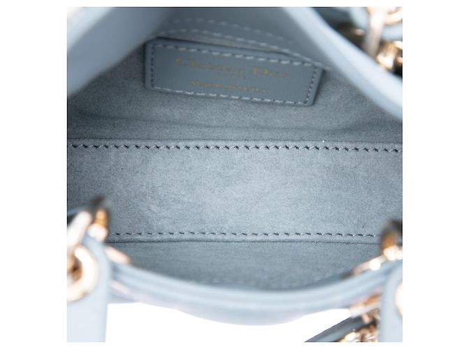 Dior Blue Micro Lambskin Cannage Lady Dior - vista 4