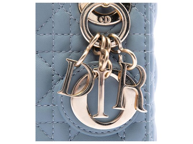 Dior Blue Micro Lambskin Cannage Lady Dior - vista 5