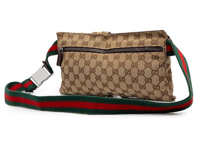 Borsa cintura Gucci Beige GG Canvas Web con doppia tasca - vista 2