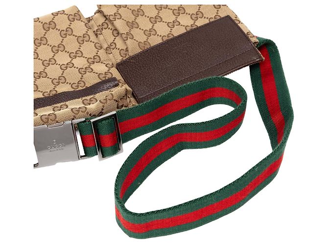 Borsa cintura Gucci Beige GG Canvas Web con doppia tasca - vista 6