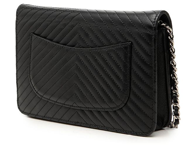 Portafoglio Chanel Black CC Chevron Caviar Wallet On Chain - vista 2