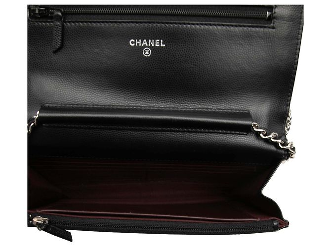 Portafoglio Chanel Black CC Chevron Caviar Wallet On Chain - vista 4