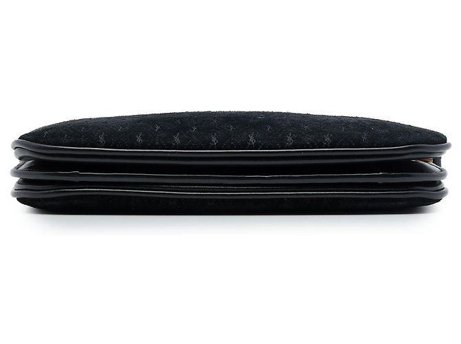Autre Marque Saint Laurent Borsa crossbody in camoscio nero con monogramma integrale - vista 3