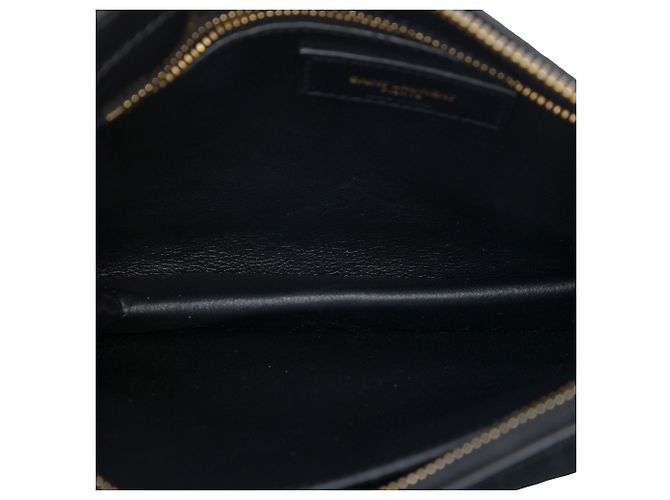 Autre Marque Saint Laurent Borsa crossbody in camoscio nero con monogramma integrale - vista 4
