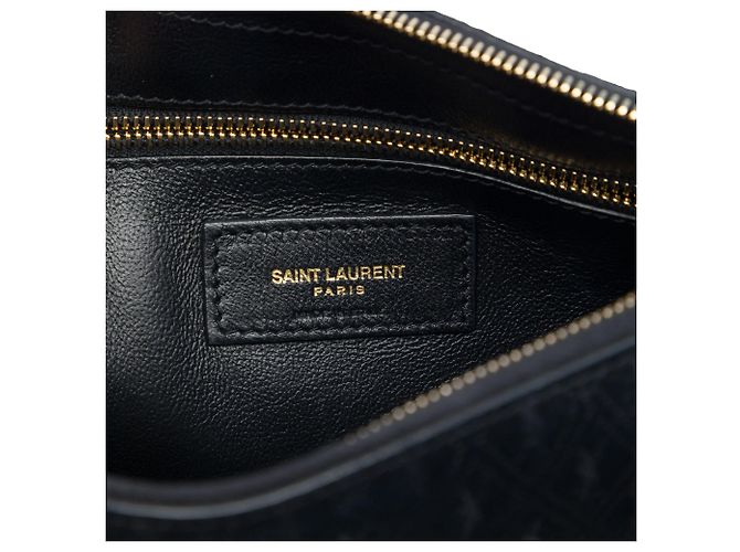 Autre Marque Saint Laurent Borsa crossbody in camoscio nero con monogramma integrale - vista 5