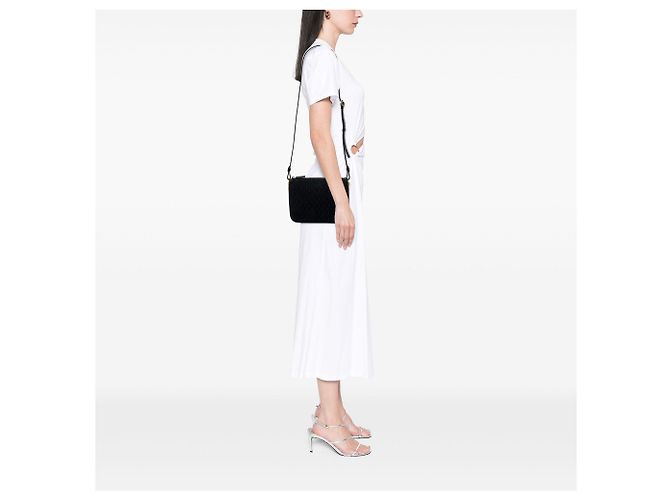 Autre Marque Saint Laurent Borsa crossbody in camoscio nero con monogramma integrale - vista 6