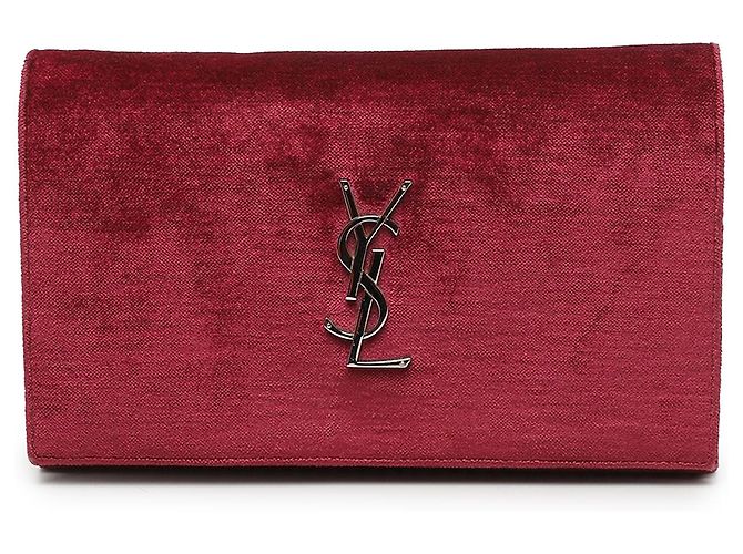 Autre Marque Saint Laurent Red Velvet Monogram Kate Wallet On Chain - Ansicht 5