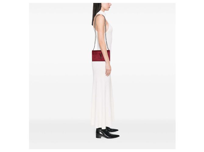 Autre Marque Saint Laurent Red Velvet Monogram Kate Wallet On Chain - Ansicht 6
