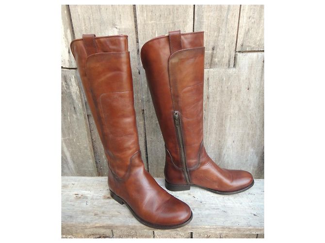 Frye Melissa Tall Leder-Reitstiefel Braun - Ansicht 2