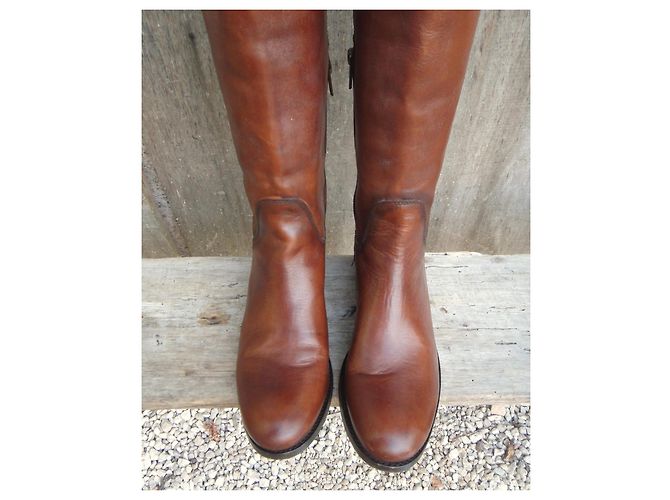 Frye Melissa Tall Leder-Reitstiefel Braun - Ansicht 4