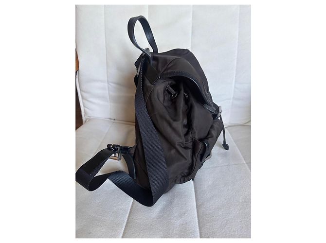 Prada Mochila de Nailon Marrón y Cuero - vista 2
