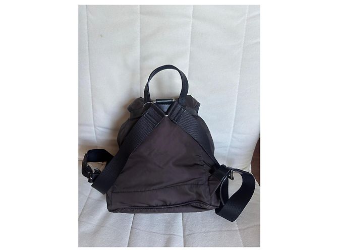 Prada Mochila de Nailon Marrón y Cuero - vista 3