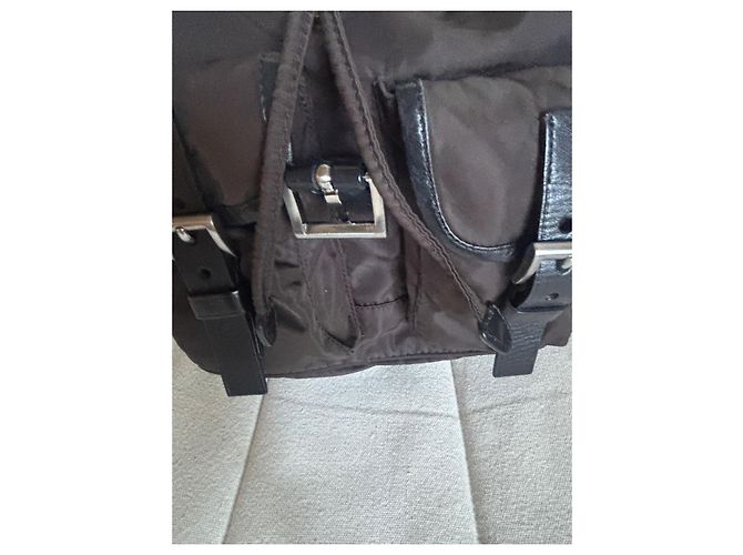 Prada Mochila de Nailon Marrón y Cuero - vista 8