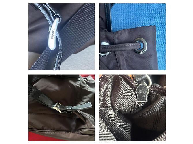 Prada Mochila de Nailon Marrón y Cuero - vista 9
