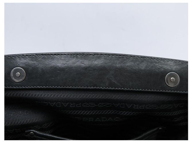 BORSA A MANO PRADA BOWLING BN1331 IN PELLE TESSUTO E NYLON PILESATO NERO - vista 13