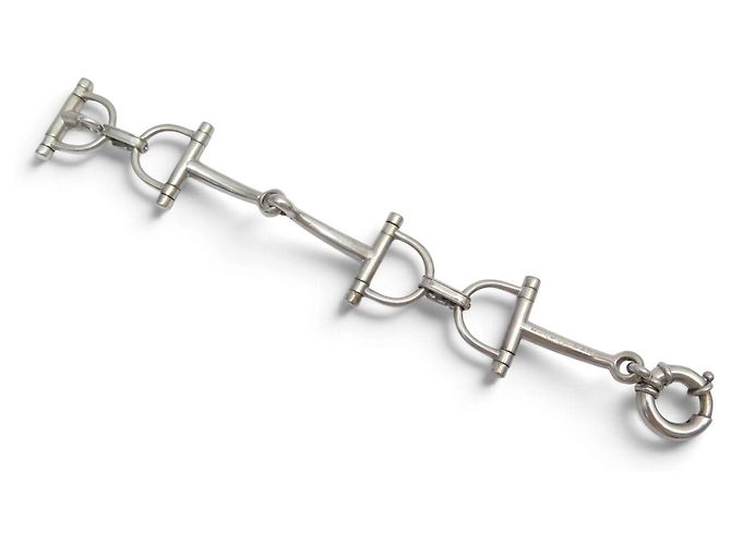Hermès BRACCIALE VINTAGE HERMES MORS 18.8CM GAETAN DE PERCIN IN ARGENTO 800 40.5G BANGLE - vista 2