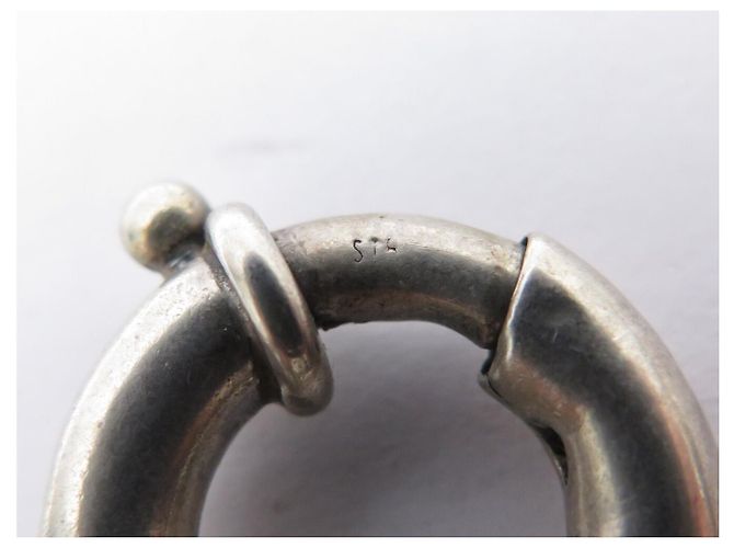 Hermès BRACCIALE VINTAGE HERMES MORS 18.8CM GAETAN DE PERCIN IN ARGENTO 800 40.5G BANGLE - vista 9