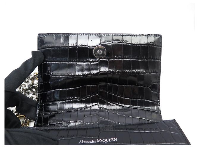 ALEXANDER MCQUEEN MINI JEWELLED KNUCKLE BORSA IN PELLE EFFETTO COCCO - vista 10