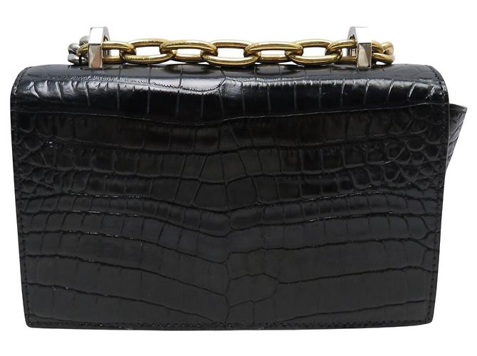 ALEXANDER MCQUEEN MINI JEWELLED KNUCKLE BORSA IN PELLE EFFETTO COCCO - vista 2