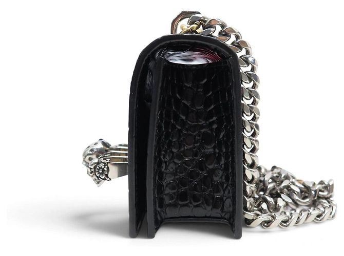 ALEXANDER MCQUEEN MINI JEWELLED KNUCKLE BORSA IN PELLE EFFETTO COCCO - vista 3