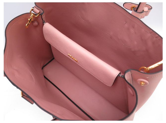 NOVA BOLSA DE MÃO PRADA DOUBLE B2756T COURO SAFFIANO ROSE COM ALÇA - vista 10