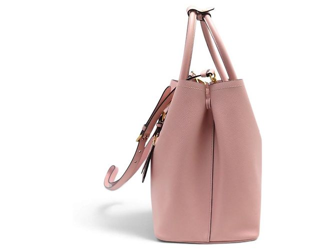 NOVA BOLSA DE MÃO PRADA DOUBLE B2756T COURO SAFFIANO ROSE COM ALÇA - vista 4