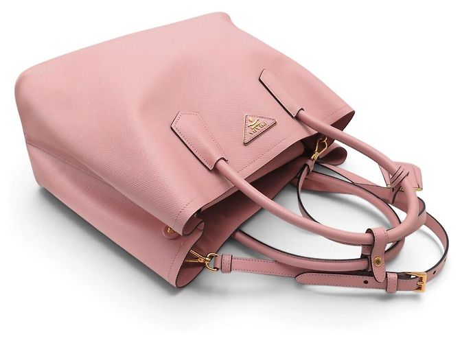 NOVA BOLSA DE MÃO PRADA DOUBLE B2756T COURO SAFFIANO ROSE COM ALÇA - vista 6