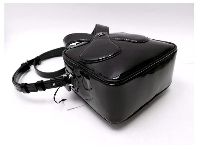 NUOVA BORSA A MANO COURREGES LOOP SMALL IN PELLE VERNICIATA NERA BORSA A TRACCOLLA - vista 5