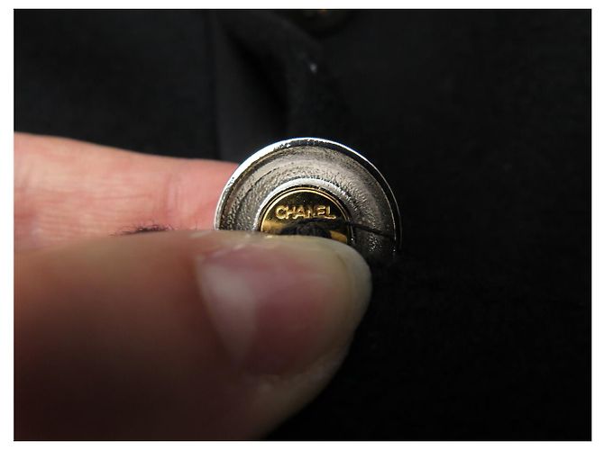 ABRIGO LARGO CHANEL BOTONES LOGO CC SOL 44 L EN CACHEMIRA NEGRO - vista 14