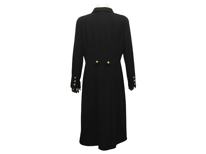 ABRIGO LARGO CHANEL BOTONES LOGO CC SOL 44 L EN CACHEMIRA NEGRO - vista 3