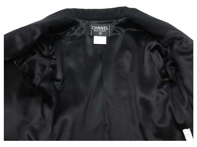 ABRIGO LARGO CHANEL BOTONES LOGO CC SOL 44 L EN CACHEMIRA NEGRO - vista 4