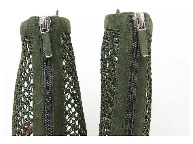 NUEVAS BOTAS DIOR NAUGHTILY-D 37 MALLA DE GANCHILLO 37 EN GAMUZA VERDE DEER BOOTS - vista 11