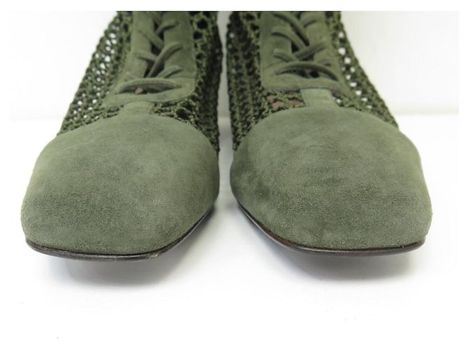 NUEVAS BOTAS DIOR NAUGHTILY-D 37 MALLA DE GANCHILLO 37 EN GAMUZA VERDE DEER BOOTS - vista 4