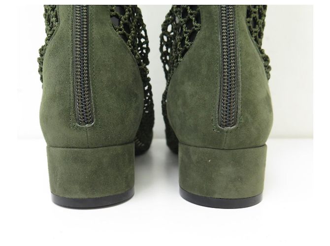 NUEVAS BOTAS DIOR NAUGHTILY-D 37 MALLA DE GANCHILLO 37 EN GAMUZA VERDE DEER BOOTS - vista 5