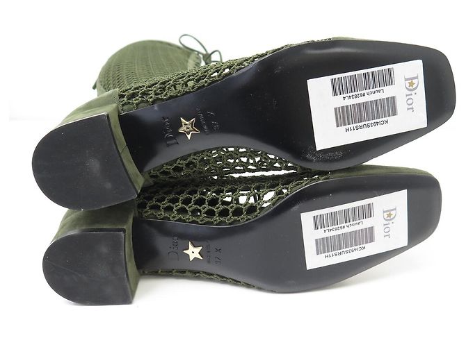 NUEVAS BOTAS DIOR NAUGHTILY-D 37 MALLA DE GANCHILLO 37 EN GAMUZA VERDE DEER BOOTS - vista 6