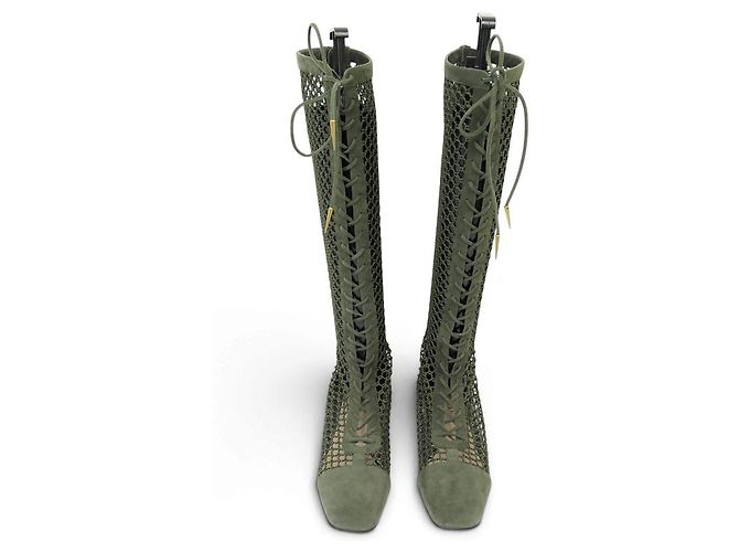NUEVAS BOTAS DIOR NAUGHTILY-D 37 MALLA DE GANCHILLO 37 EN GAMUZA VERDE DEER BOOTS - vista 9